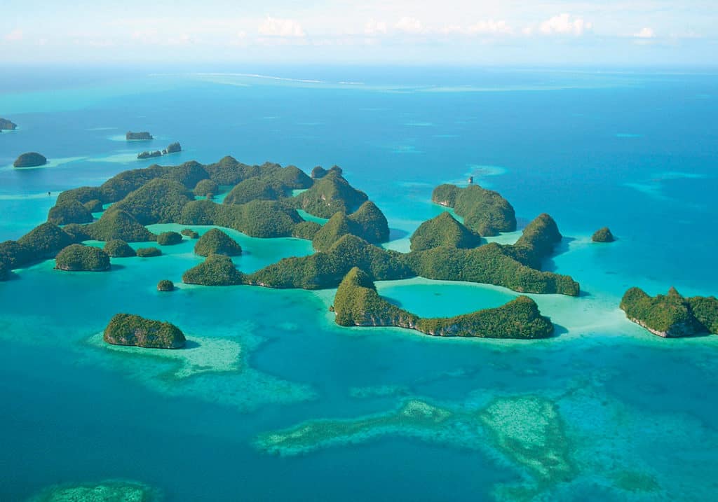 Aerial view of some of the Micronesia islands