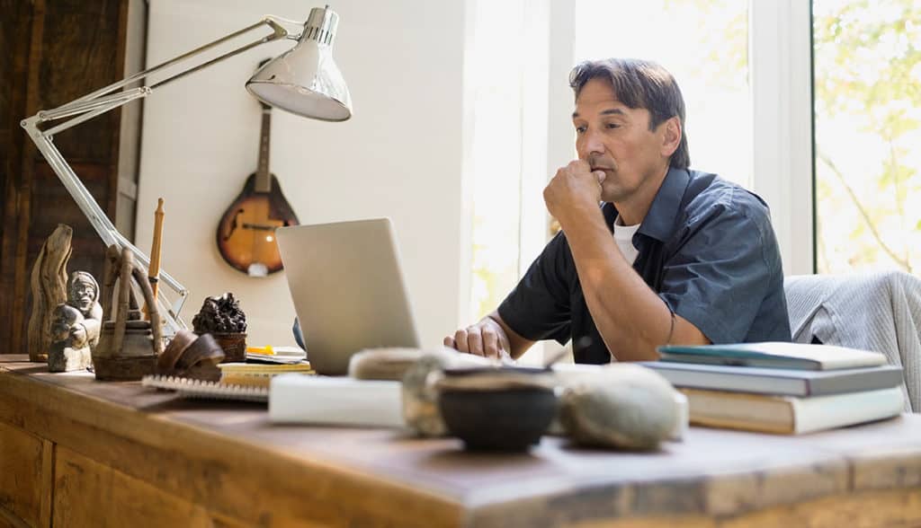Man experiencing the advantages of working from home