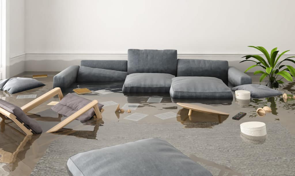 furniture affected by water damage