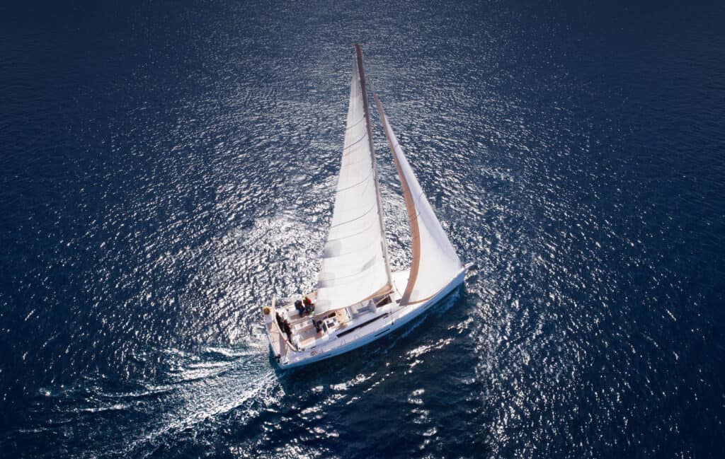 sail boat on a sunny, blue Ionian Sea